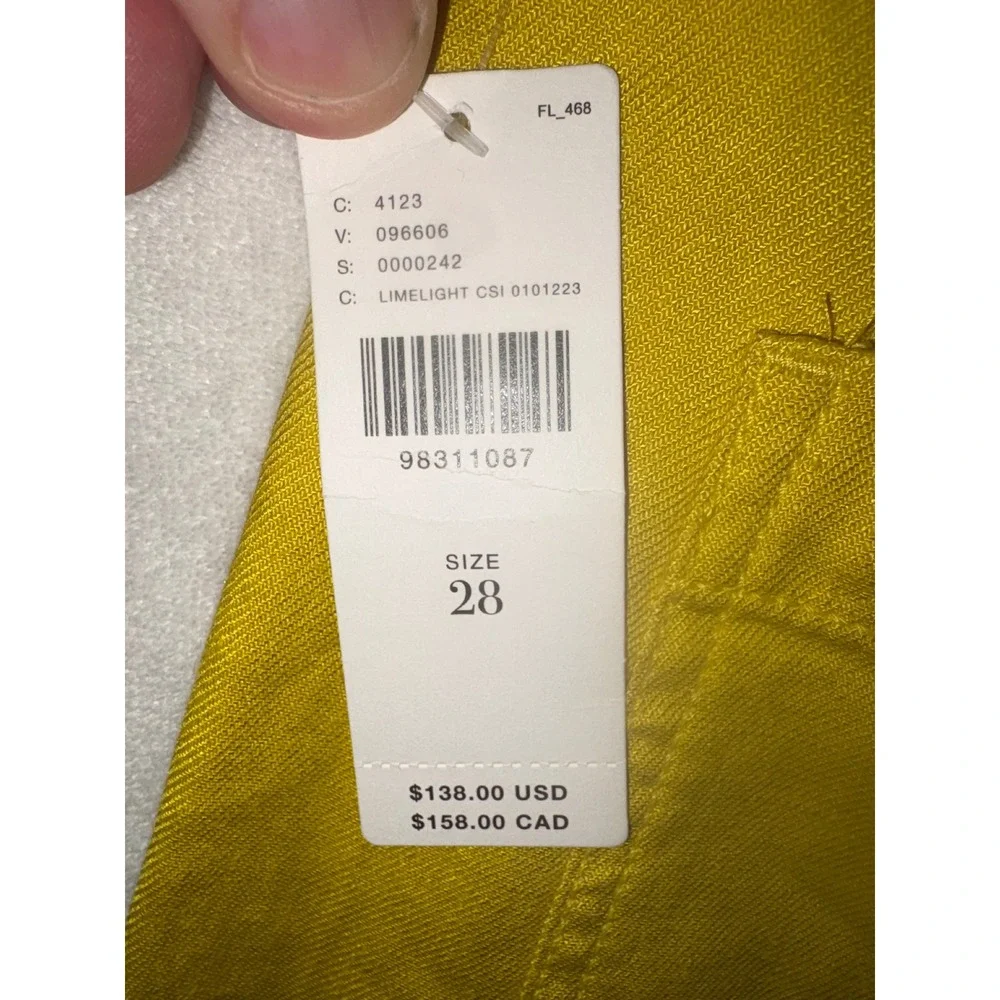 Maeve The Colette Wide Leg Cropped Pants Limelight Yellow Size 28 NWT - Picture 8 of 10